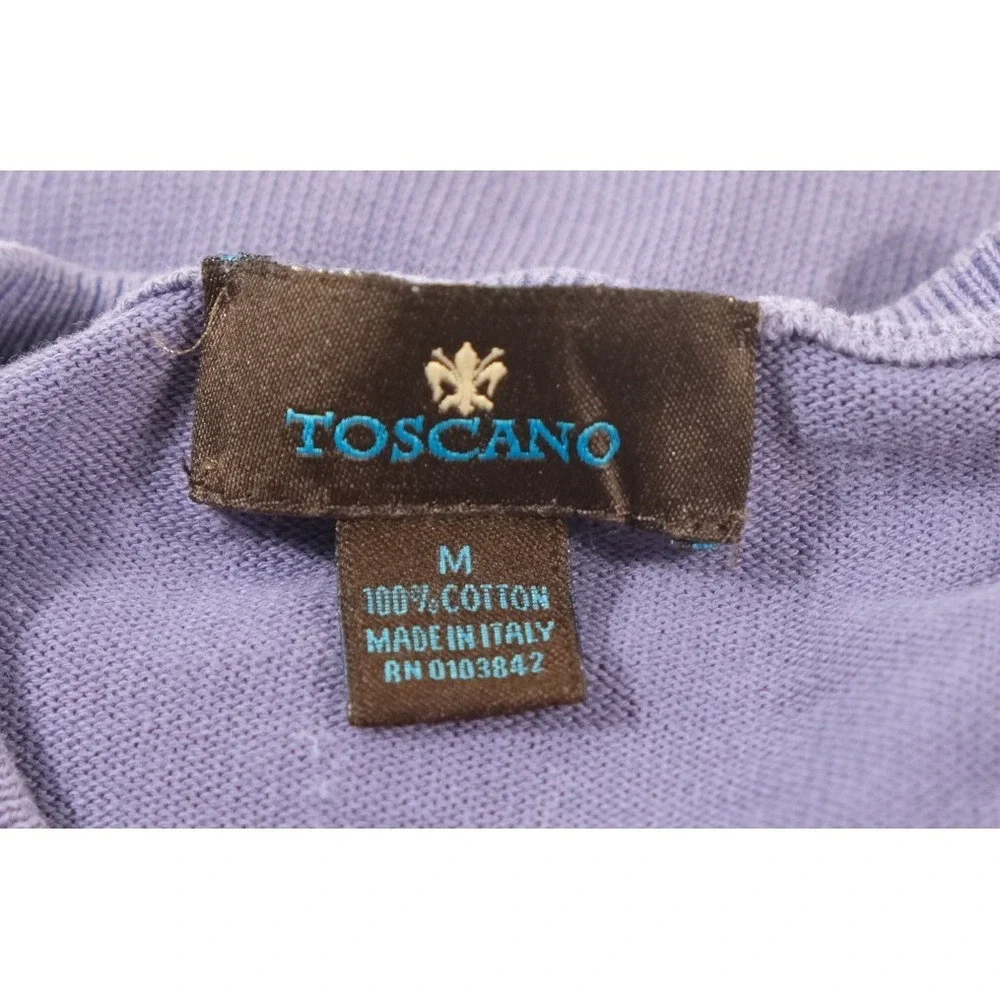 Toscano Sweater Mens M Purple Patrick‎ Assaraf V-Neck Cotton Knit Made In Italy